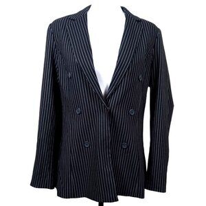 Who What Wear Womens Black/White Pinstripe Blazer Size Medium